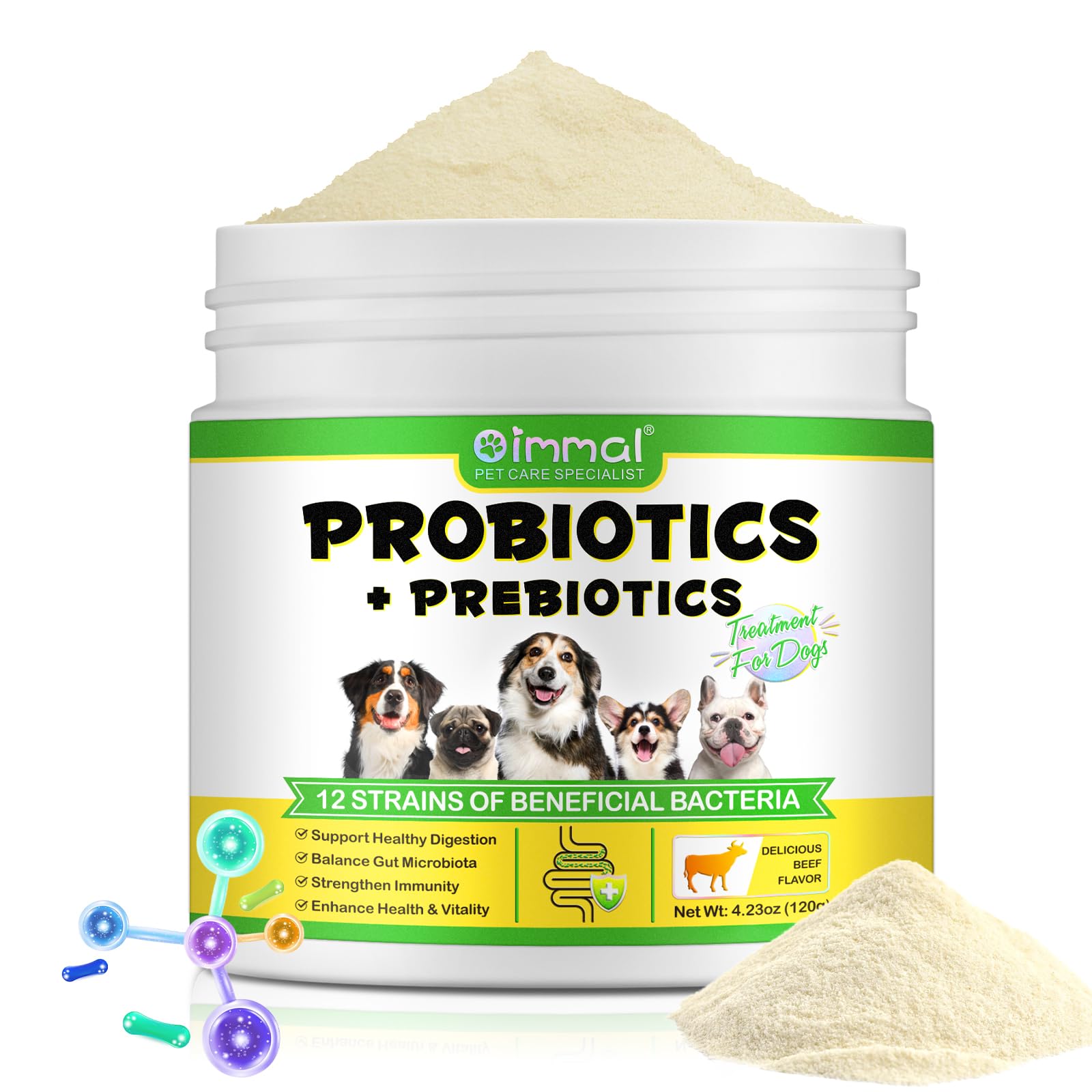 Dog Probiotic Powder, Dog Probiotics for Gut Health Probiotics Powder for Dogs Dogs Digestive Supplement