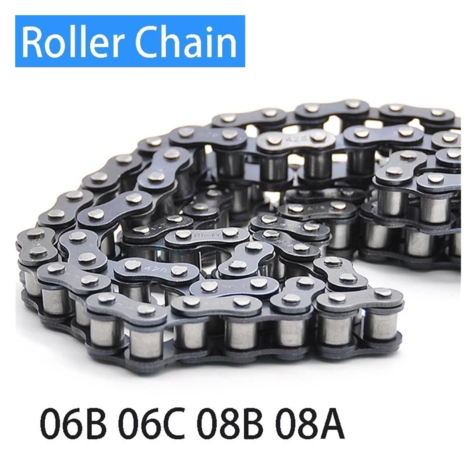 Rollenkette Aus Kohlenstoffstahl 1 Stück Rollenkette, einreihig, industrielle Übertragungskette, 06B, 06C, 08B, 08A, kurze Teilung, Kohlenstoffstahl,524 Meter(06C-1)