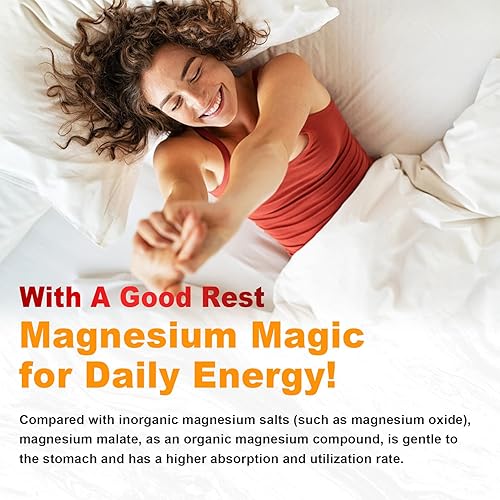 Miniatura 5 de Gomitas de malato de magnesio de 1000 mg, con L-teanina, CoQ10 y vitamina B6, suplementos de malato de magnesio para adultos y niños, apoyan la