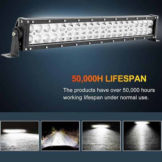 22 Inch 120W 12000Lm Led Light Bar High Intensity Spot Flood Combo Off Road Lights Work Lights Automotive Light Bars Driving Lights for Pickup Trucks ATV UTV 4x4 SUV 12-24V IP68 Waterproof