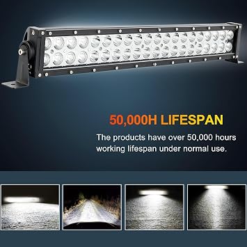 22 Inch 120W 12000Lm Led Light Bar High Intensity Spot Flood Combo Off Road Lights Work Lights Automotive Light Bars Driving Lights for Pickup Trucks ATV UTV 4x4 SUV 12-24V IP68 Waterproof