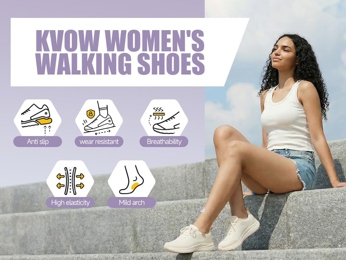Women’s Wide Toe Box Walking Shoes Non-Slip Womens Walking Shoes Wide Width Breathable Lightweight Casual Tennis Sneakers