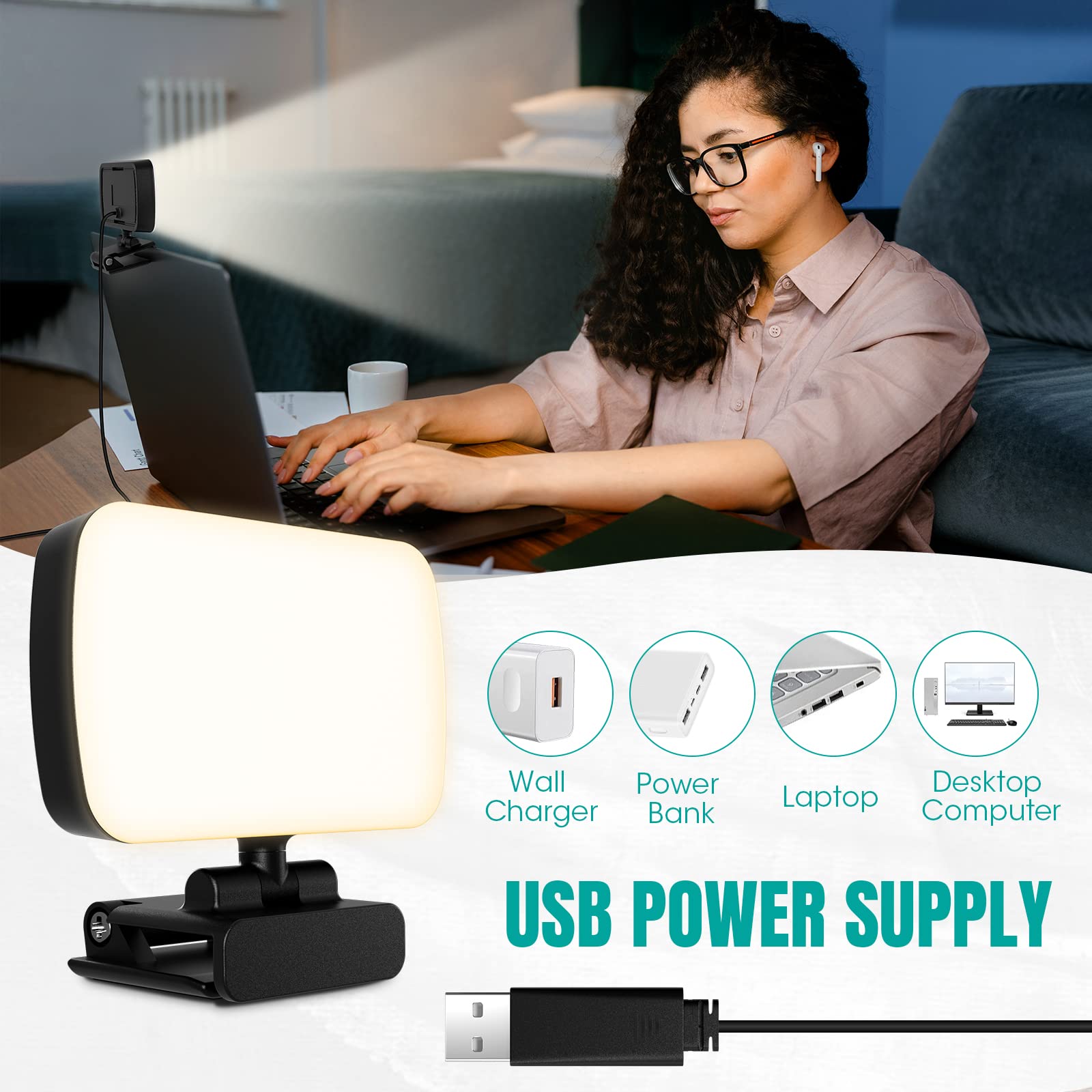 RealPlus Videoconferentie Licht met Clip &USB Kabel, 120