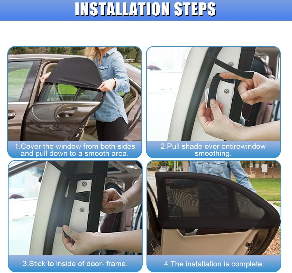 2PCS Car Rear Window Sun Shades, for SUV, Truck, 55.12" x 36.22"
