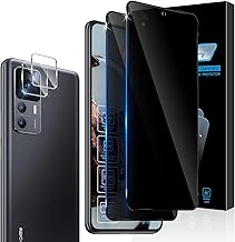 Aerku Privacy Screen Protector Full Coverage Compatible with Xiaomi Mi 12T 5G/Mi 12T Pro 5G and Camera Lens Protector [2+2 Pieces], 9H Hardness Anti Spy Tempered Glass