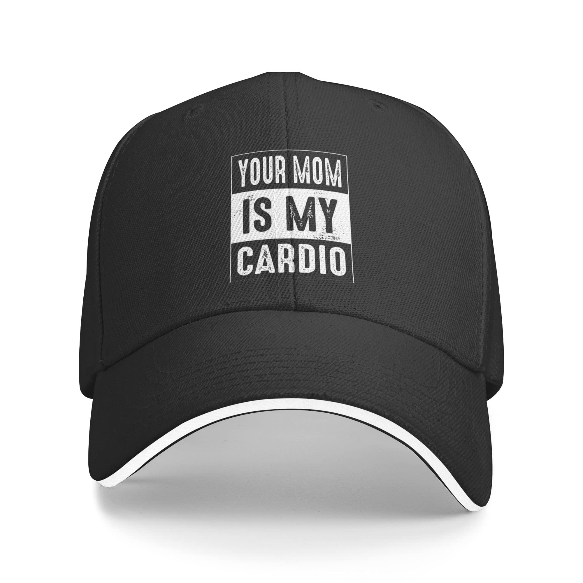 Fwjzdsp Unisex Black Funny Your Dad Is My Cardio Hat Adjustable Trucker Dad Hat Fitted Baseball Cap