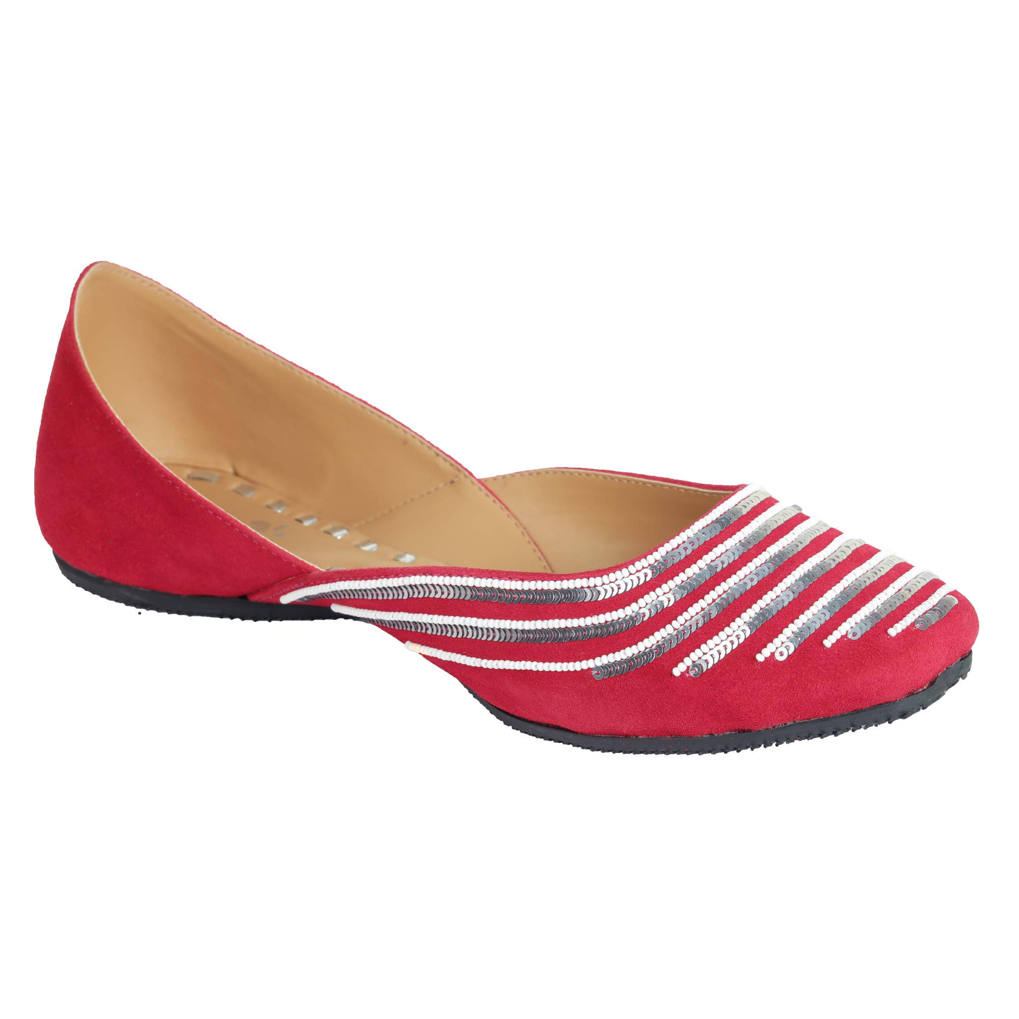 Amica Slexia Women's Leather Casual & Formal Jutis & Mojari (Red_Size-6)