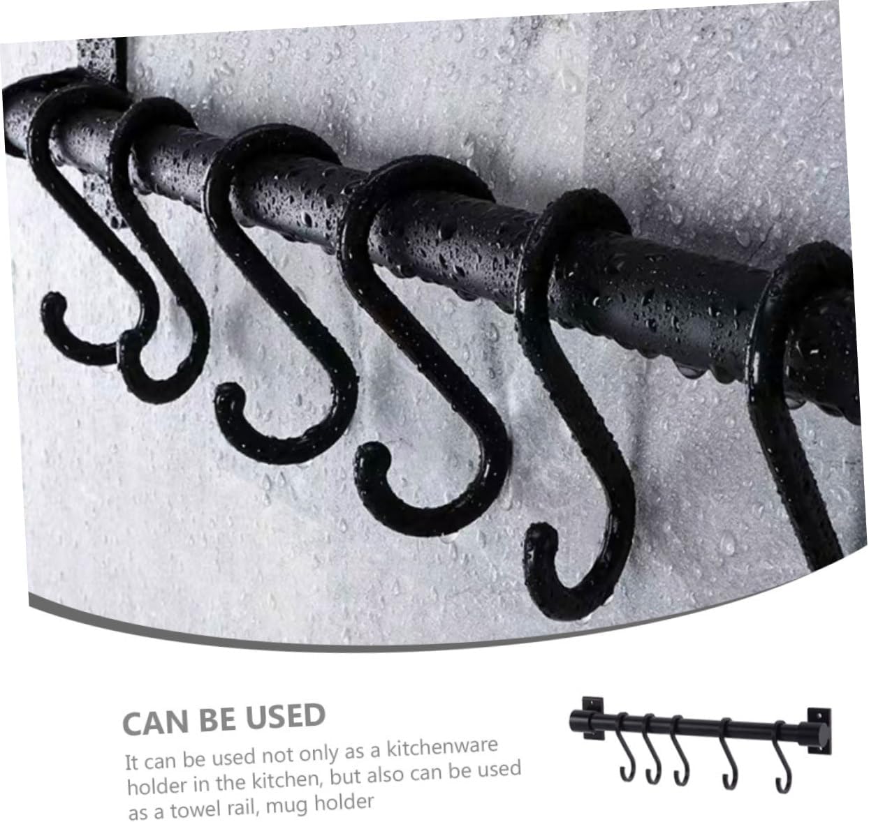 GLEAVI Wall Mounted Kitchen Utensil Rack with Hooks, Space Aluminum