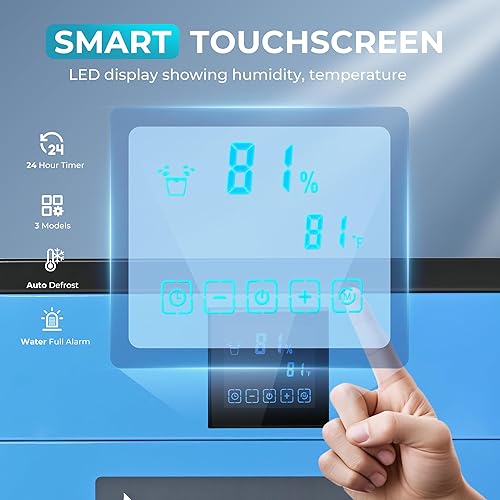 Miniatura 3 de EUHOMY Deshumidificador de espacio de rastreo de 160 pintas con manguera de drenaje, deshumidificador para el hogar y el sótano, deshumidifica hasta