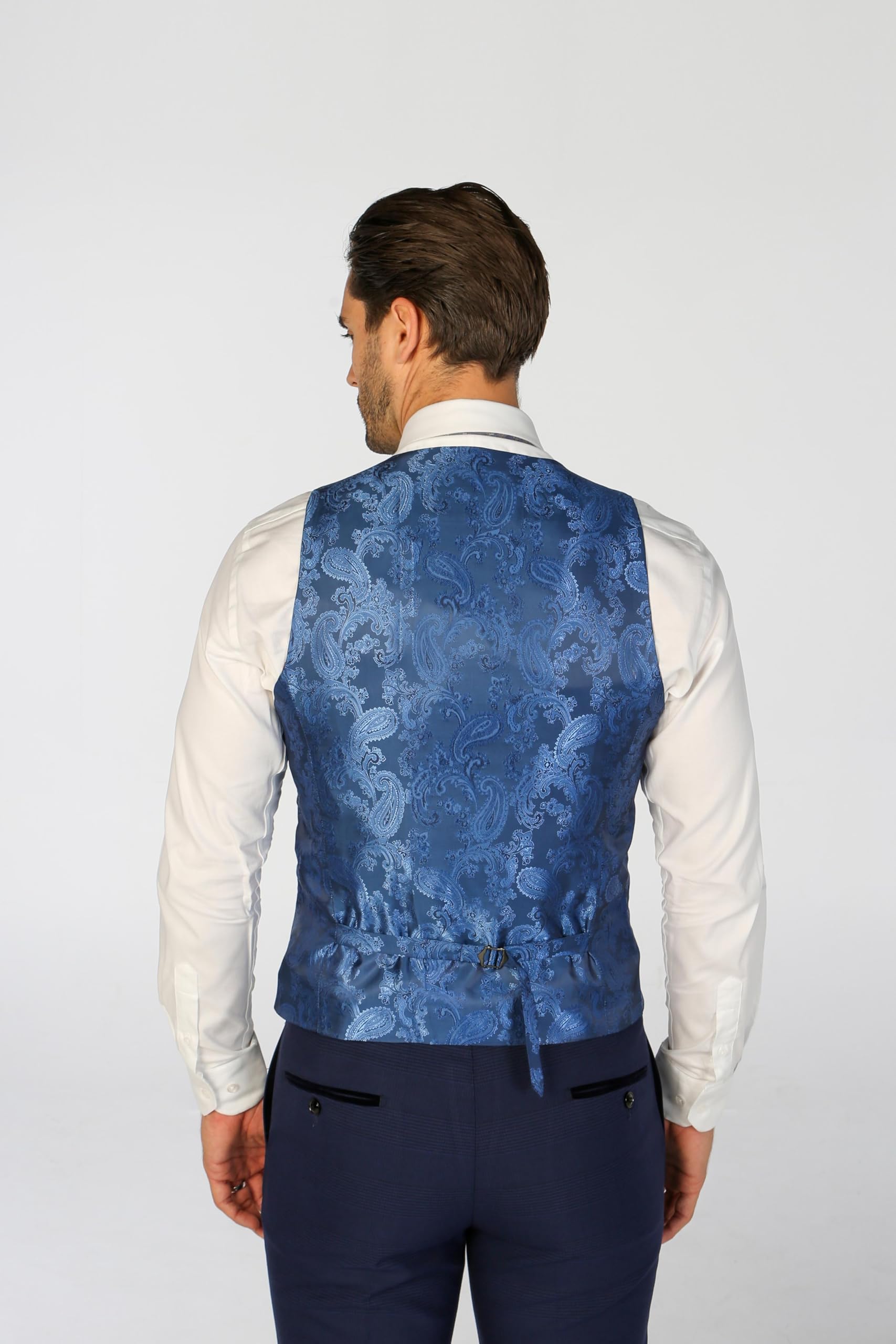 Completo da Uomo Blu Navy a Quadri 3 Pezzi Venduto separatamente – Set su Misura per Matrimonio e Lavoro