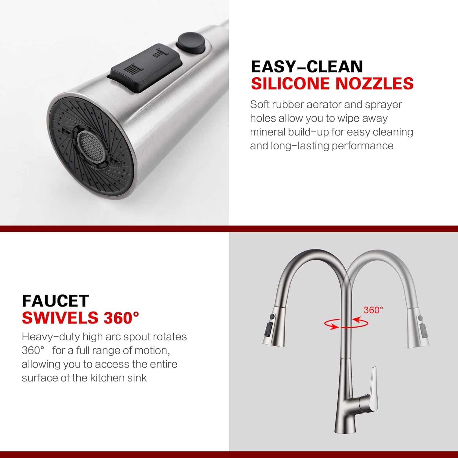 sumerain Motion Sensor Activated Kitchen Sink Faucet with Pull Down Sprayer, Brushed Nickel Touchless Kitchen Faucet Smart Hands Free