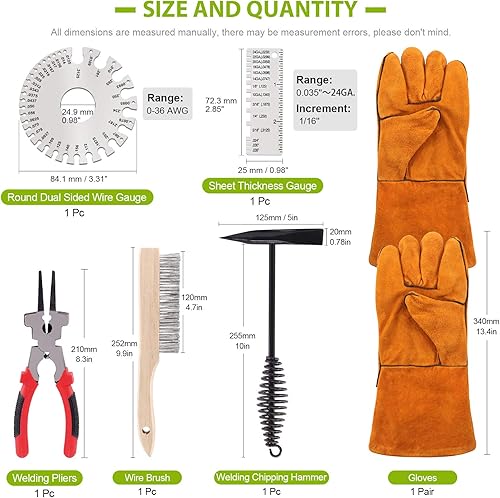 Miniatura 2 de Keadic Juego de herramientas de eliminación de escoria de soldadura, incluye martillo astillador y guantes para eliminación de salpicaduras,