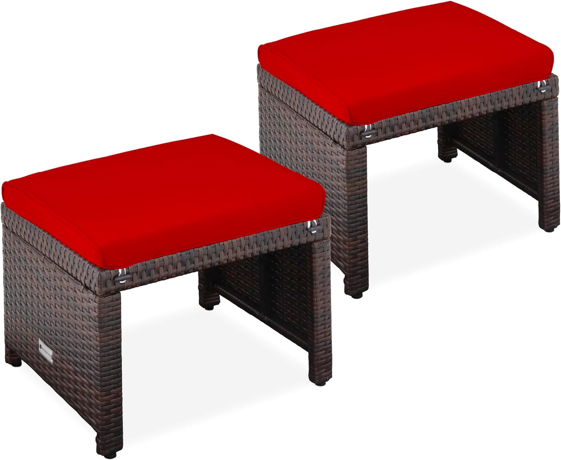 LOKATSE HOME Patio Ottoman Outdoor Footrest Rattan Furniture for Garden Backyard