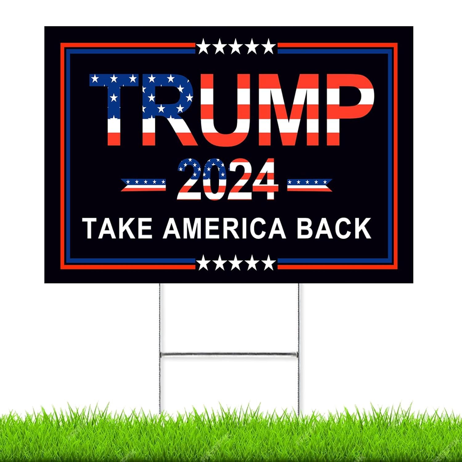 OligeiTrump Yard Signs, Larger Trump 2024 Yard Sign 18" X 24", Trump Yard Signs 2024 Double Sided Fade Resistant, Take America Back Trump Signs for Yard Heavy Duty Metal H-Frames