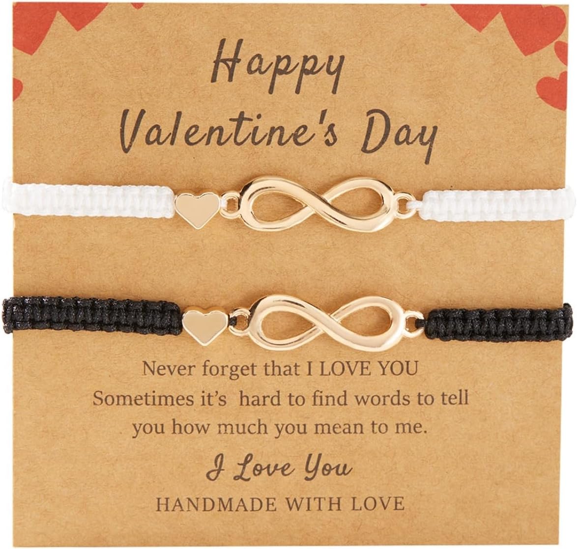 2pcs Handmade Infinity Bracelet Set for Couples Romantic Adjustable Rope Matching Bracelets Christmas Anniversary Valentines Gifts for Him Her Boyfriend Girlfriend Lovers Husband Wife