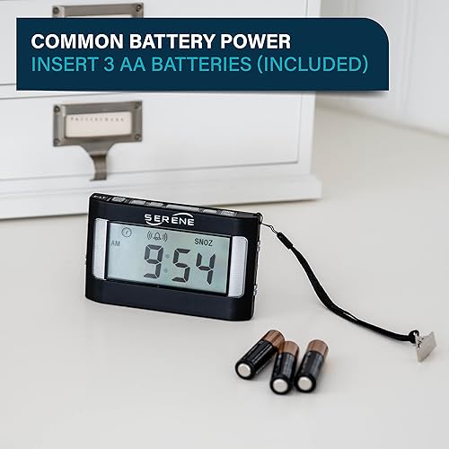 Miniatura 5 de Serene Innovations Reloj despertador ruidoso para personas que duermen mucho y adultos sordos reloj despertador vibratorio con agitador de cama y