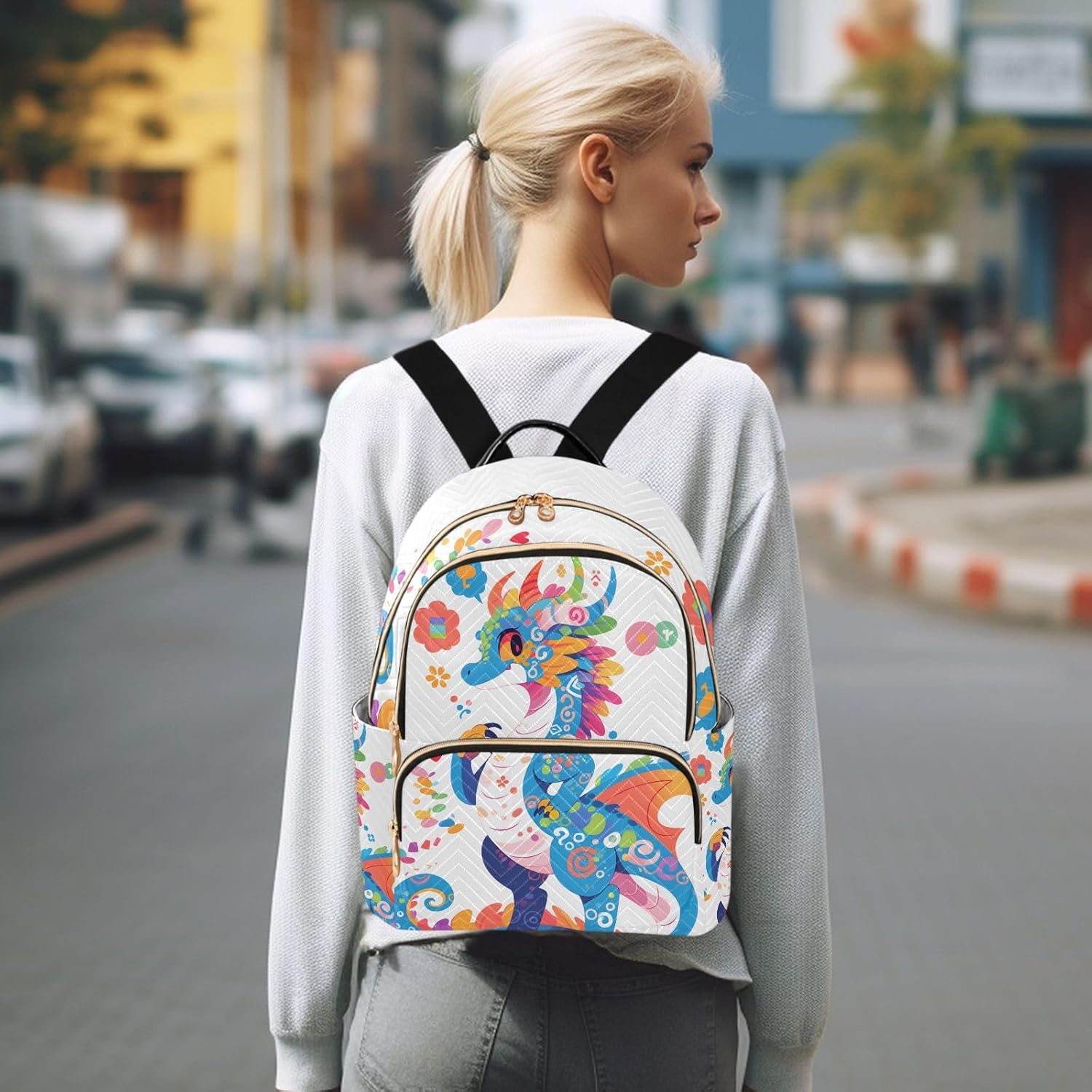 ALAZA Cute Dragon Cartoon Mini Backpack Purse for Women Travel Bag Fashion Daypack Back Pack Shoulder Bag - Image 7