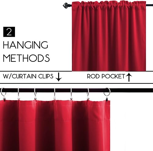 Miniatura 2 de KOUFALL Cortinas de Navidad para ventana de cocina, juego de 2 paneles con bolsillo para barra, cortas, opacas, oscurecimiento de la habitación