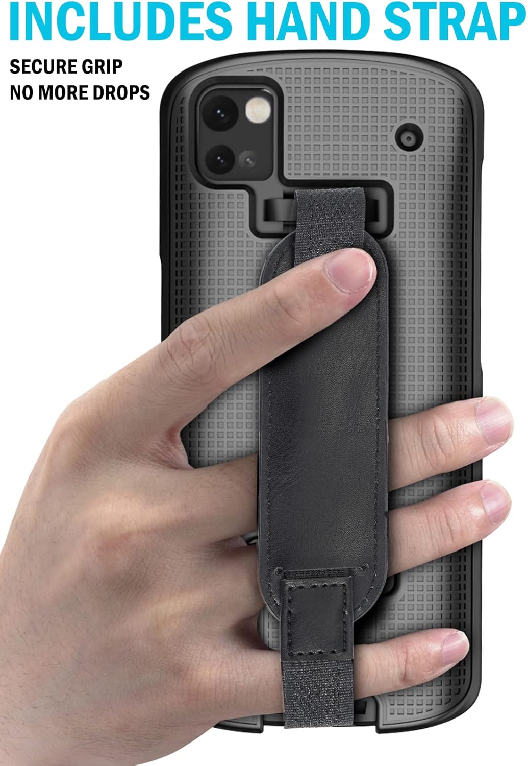 Case + Hand Strap + Belt Clip Combo for Zebra TC53 TC58 Mobile Computer Scanner, Nakedcellphone Slim Hard Shell Cover with Kickstand and [Rotating/Ratchet] Belt Hip Holster Holder Combo - Black