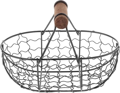 Miniatura 2 de IEUDNS 2 piezas organizador de cesta de frutas de cocina portátil con mango de madera decoración para el hogar casa de campo restaurante gabinete de