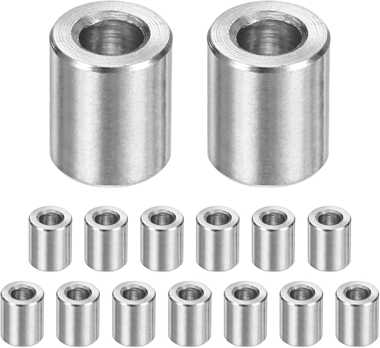 15PCS M3 304 Stainless Steel Spacers 3mm ID x 6mm OD x 3mm l Metal Screw Standoff Bushing Plain Finish Round Spacer 304 Stainless Steel for Screws Bolts Silver