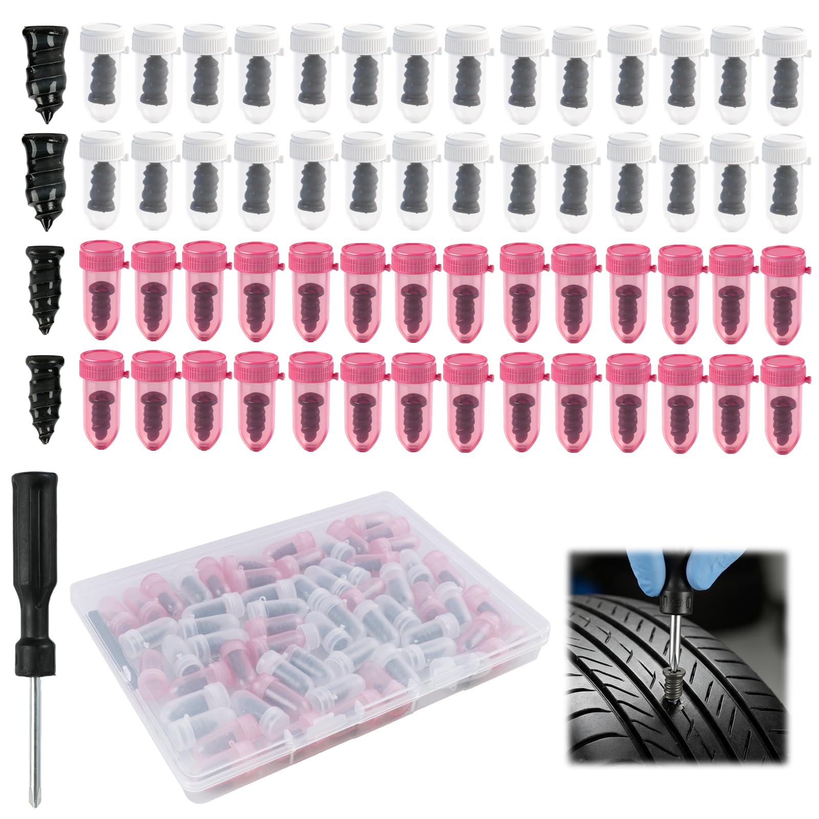30 Piezas Clavos de Reparación de Neumáticos al Vacío con Destornillador, Clavos Goma con Destornillador, Clavo Gomas para Neumáticos, Tornillos Pinchazos Neumáticos, Clavos Goma Reparación (30) — view 7
