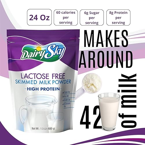 Miniatura 3 de DairySky Leche en polvo sin lactosa leche desnatada sin OMG sin grasa para hornear y café Kosher con proteína y calcio gran sustituto de la leche