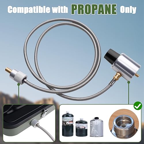 Miniatura 7 de Estufa de camping de 2 quemadores, estufa de propano plegable ligera con 17200 BTU de alto rendimiento, encendido rápido y estufa de campamento