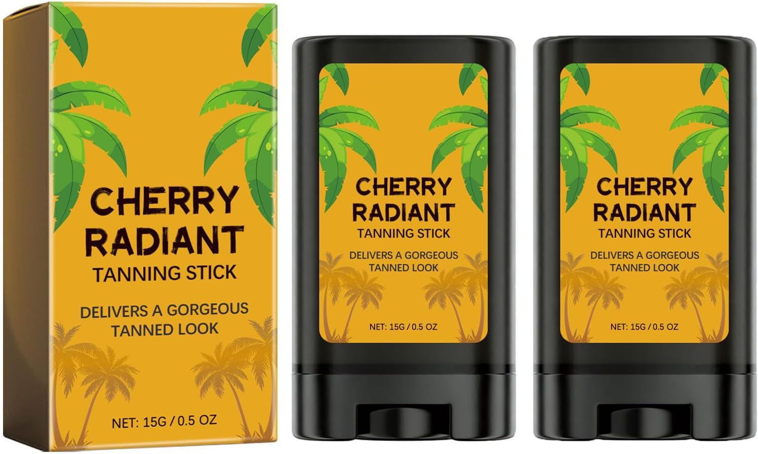 Cherry Radiant Tanning Stick, Moisturizing Self Tanning Body Cream, Sun Free And Tanning Presentings A Bronzes Wheats Color, Hydration & Long Lasting Tan for Indoor & Outdoor Use (2)