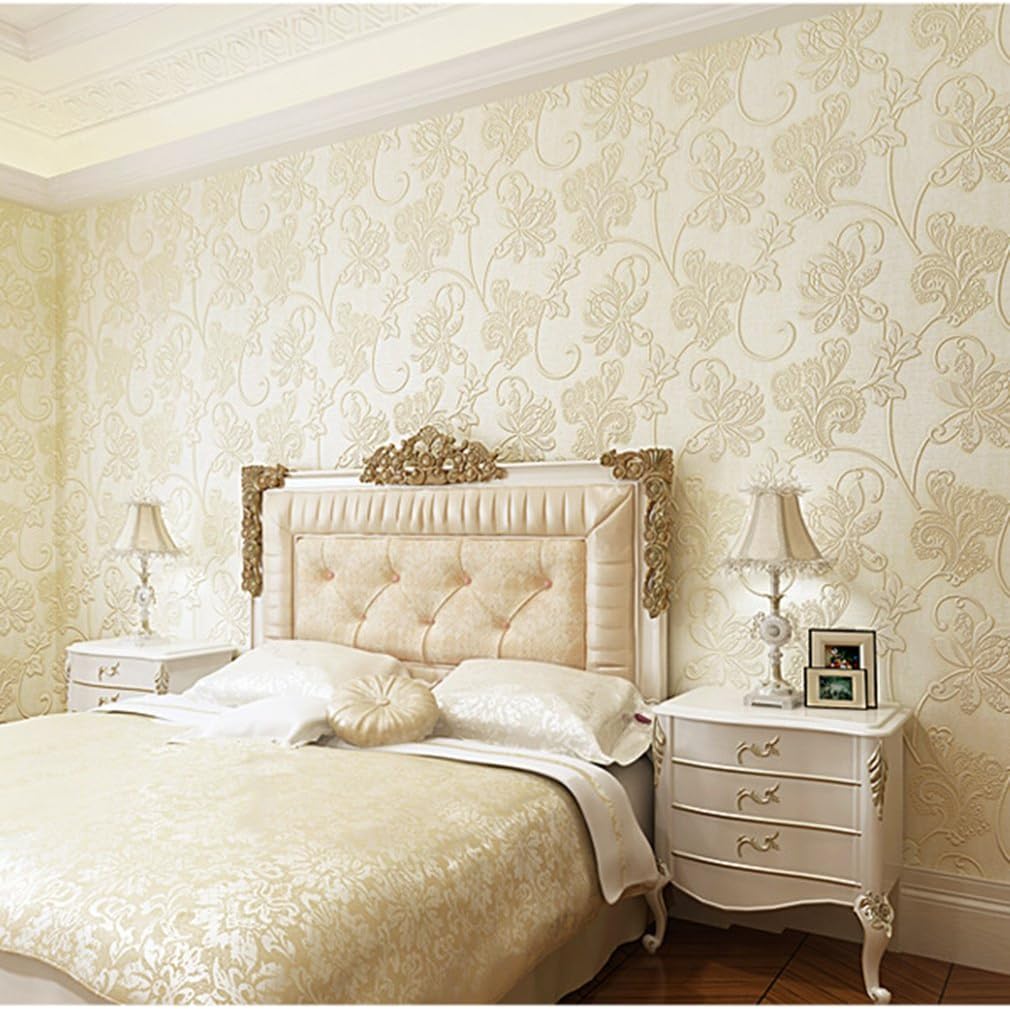 10M TV Sofa Background Wallpaper 3 Layer Non-Woven 3D Embossed Florals Wall Roll Paper Home Living Room Bedroom Decoration