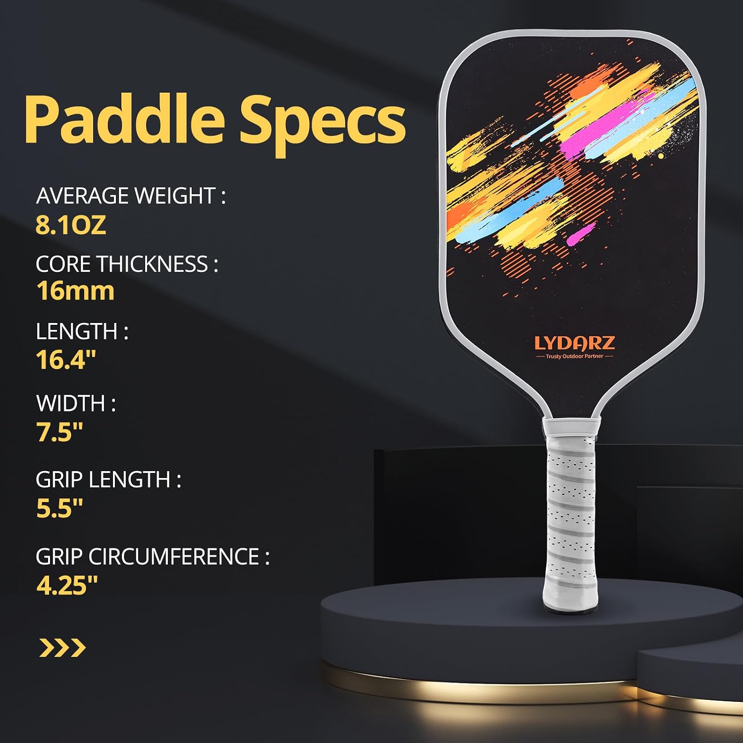 LYDARZ Pickleball Paddle T700 Raw Carbon Fiber Pickleball Paddle with 16mm Power Polymer Core Power and Spin Surface Lightweight Pickle Ball Paddle Designed for Ultimate Spin & Consistency