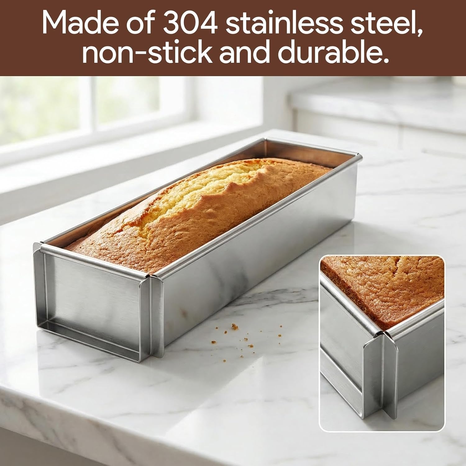 Tiramisu Pan, Rectangle Cake Pan with Removable Frame & Non-Stick Coating, Rectangle Cake Pan for Cheesecake, Mousse, Lasagna, Baking Tray for Home & Commercial Use