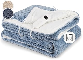 Klarstein XL Elektrische Kuscheldecke, Heizdecke mit Abschaltautomatik, 180x130 cm Elektrische Wärmedecke Maschinenwaschbar, Doppelseitige Heizdecke für Bett & Sofa, Wärme Decke mit 9 Heizstufen