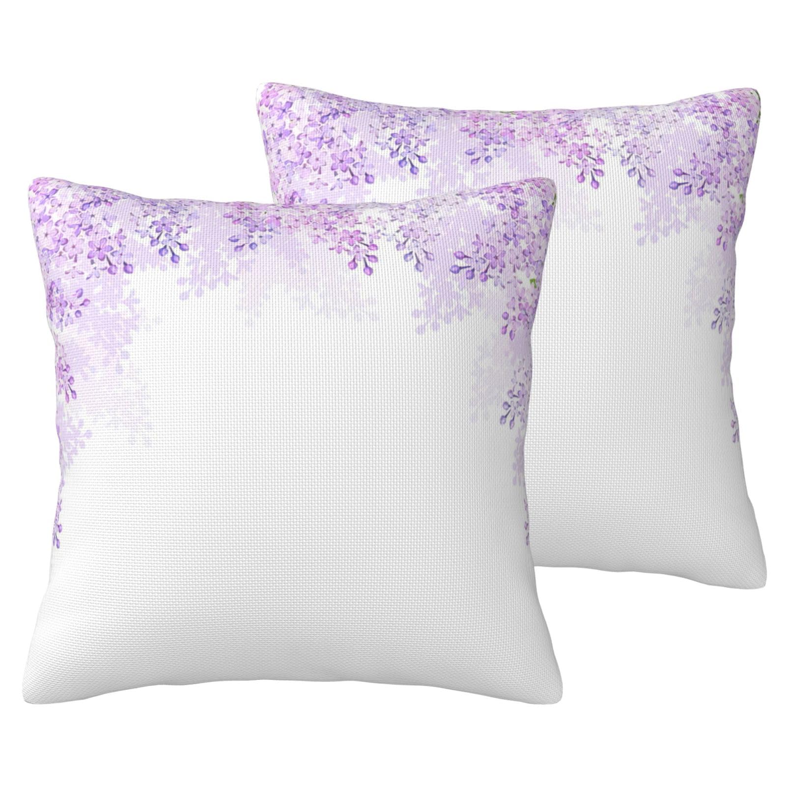 Housses de coussin en imitation lin de qualité supérieure au design floral lilas