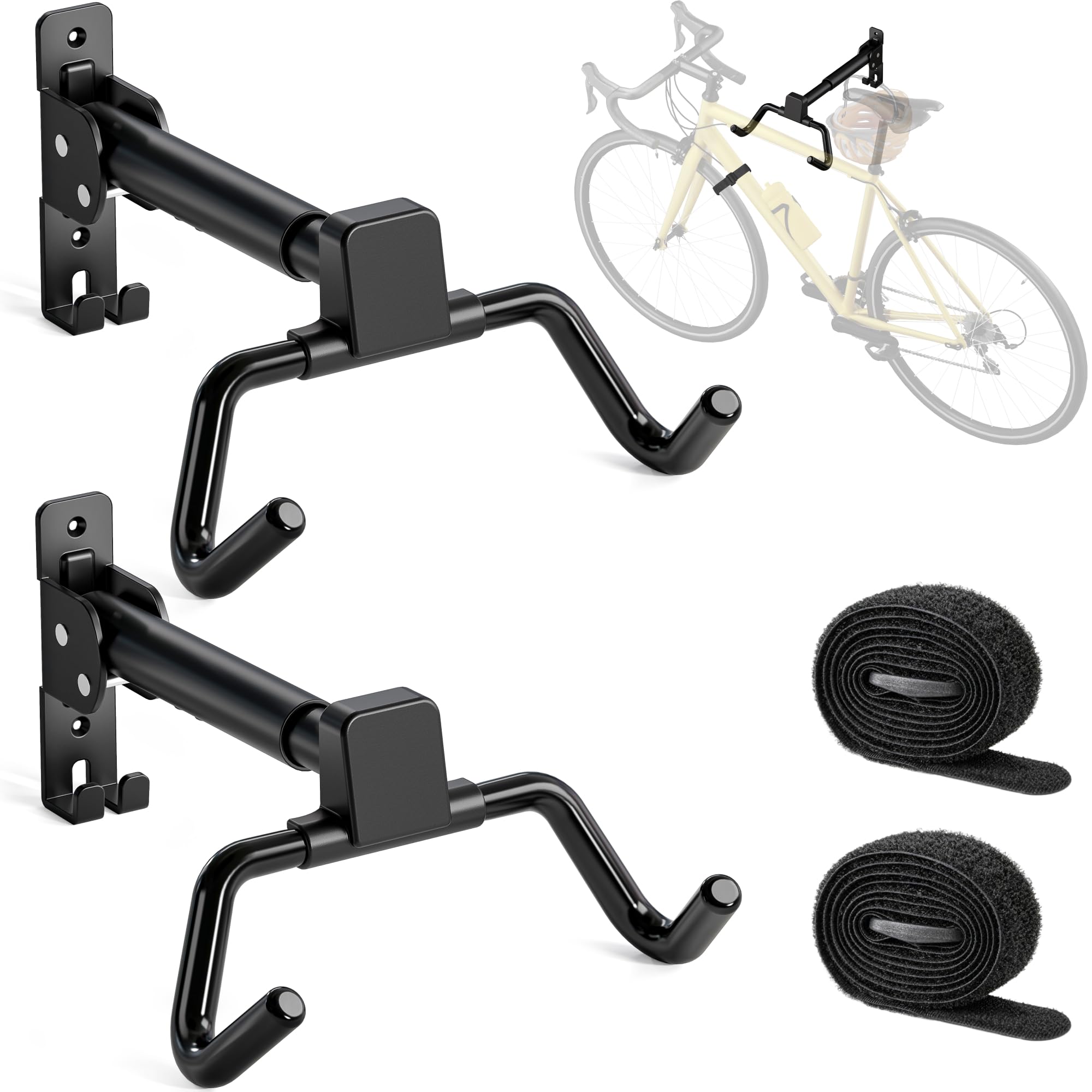 monTEK Lote de 2 Soportes De Pared Bicicleta Plegables, Carga Máx 30 Kg