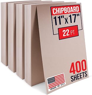 11" x 17" Brown Kraft Pasted Chipboard Sheets, Bundle of 400 | Made in USA Heavy-Duty Extra Thick 0.22 Pt Cardboard Chipboard – Durable Chipboard for Picture Frame Backing, Book Covers