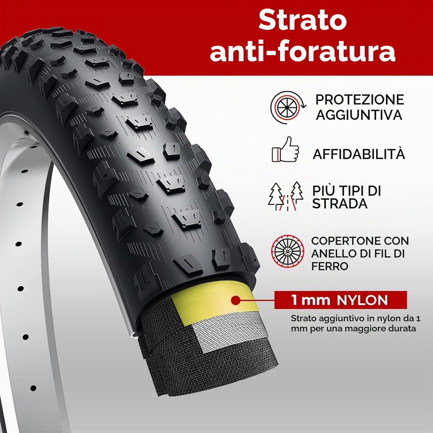 Fincci Bici Copertoni MTB 27.5/29 x 2.35 - Coppia Pieghevole Gravel Nero Gomme con Antiforatura 1mm - Biciclette Pneumatici per Adulto Donna e Uomo - Imballaggio Accessori per Mountain & E bike