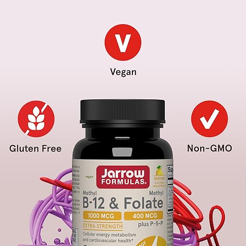 Vista 4 de Pastillas de Metil B-12 / Folato de metilo y Piridoxal-5-fosfato (P-5-P) Jarrow Fórmulas, BMF14, 1, 1