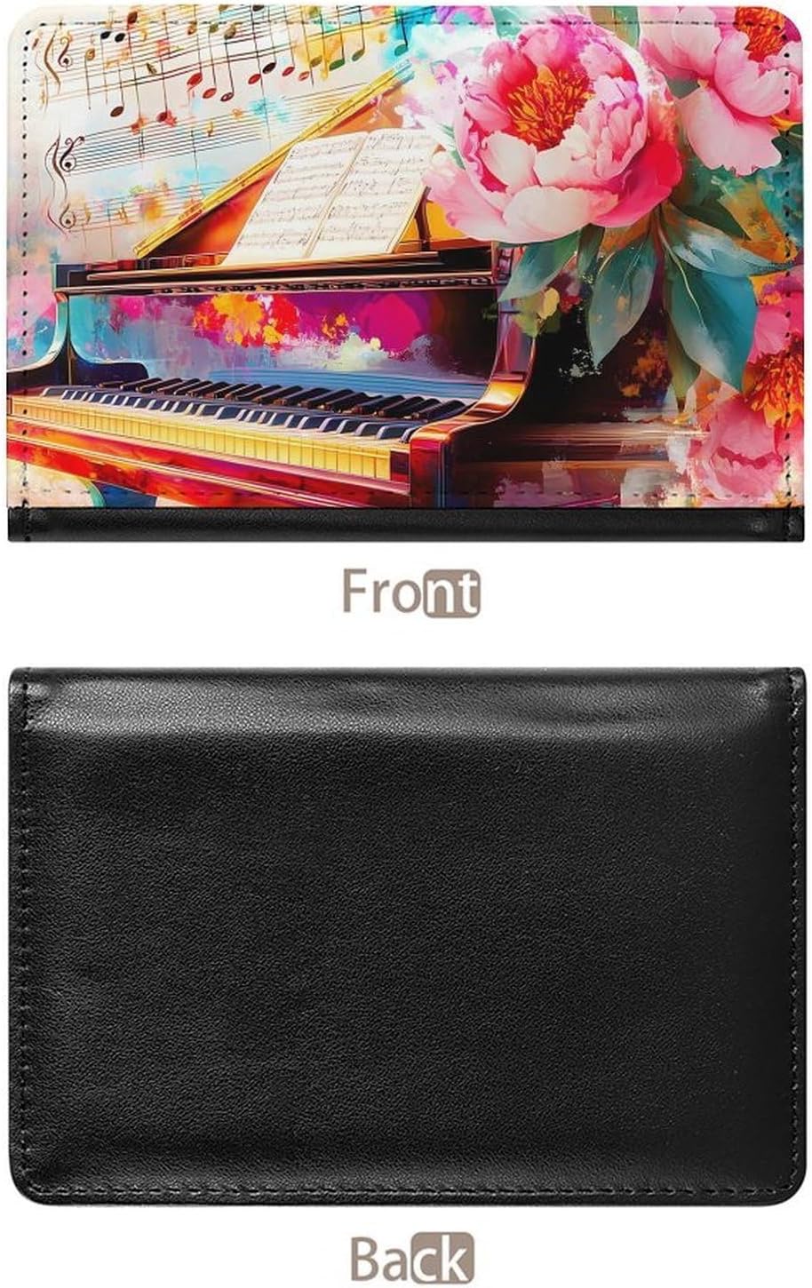 Piano Music Notes Passport Holder Cover Wallet PU Card Case Wallet Travel Accessories for Women Men image 3