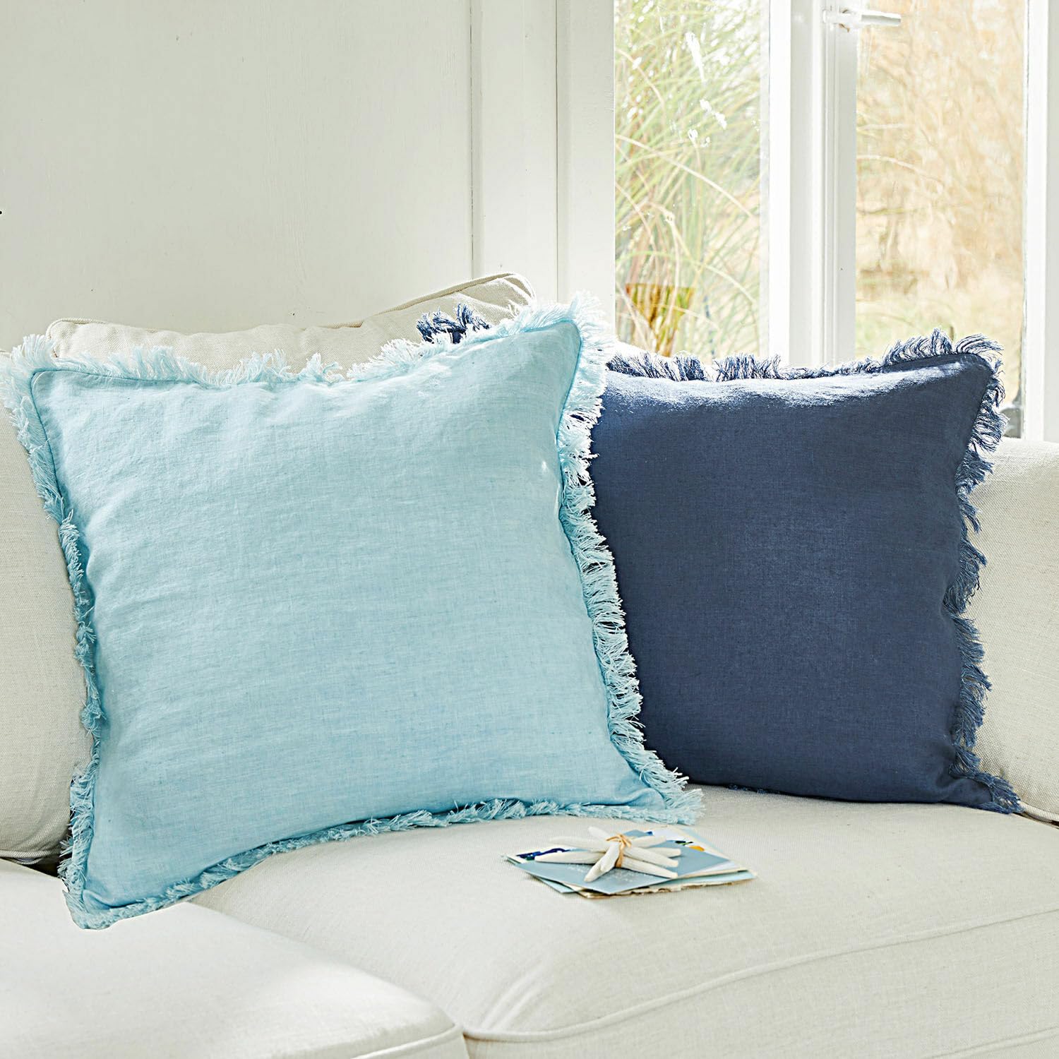 Loberon Kissenhülle 2er Set Quebo, türkis/blau