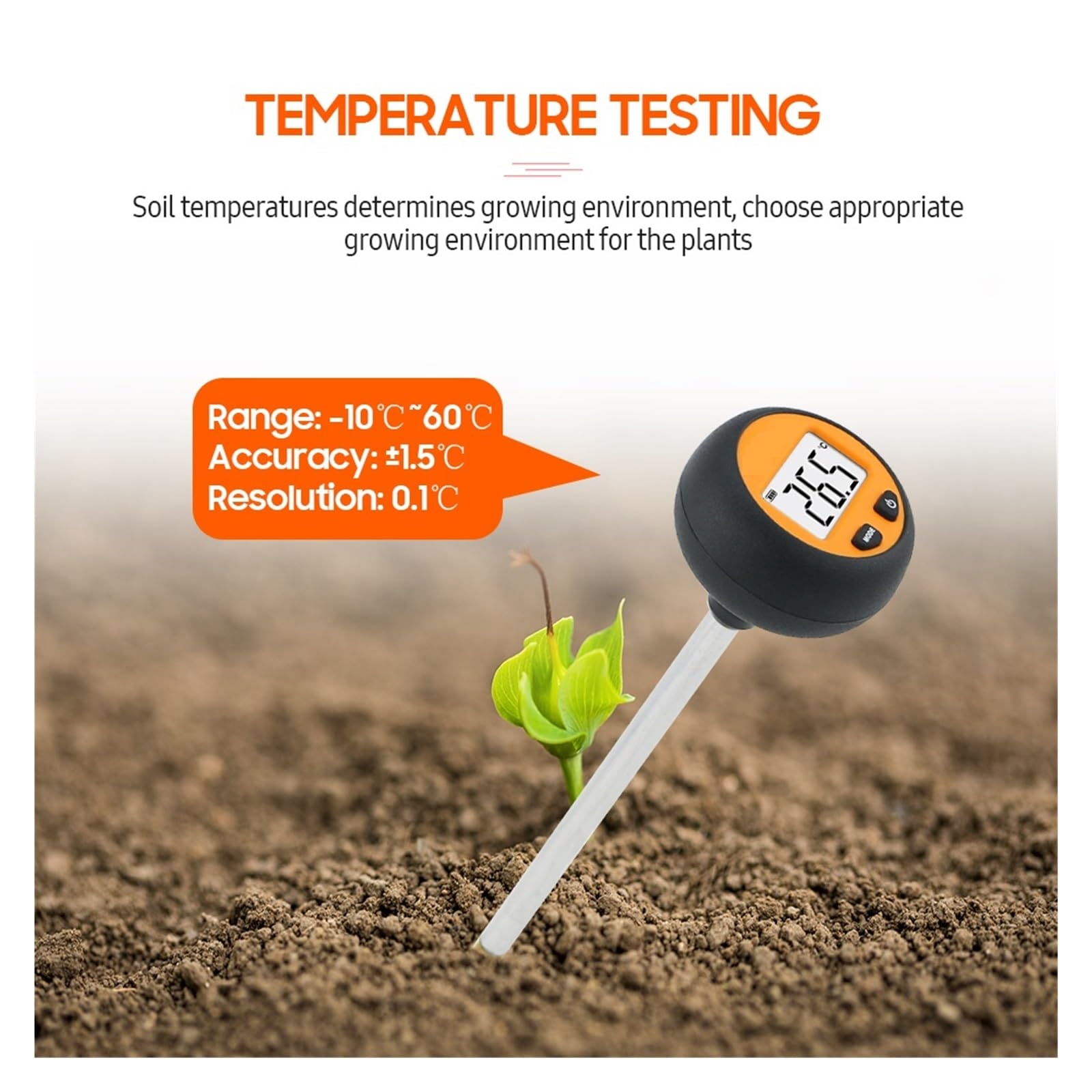 Digital Backlight Soil Tester 3 In1 PH/Umidità/Temperatura Portatile Suolo PH Test Sonda Temp Misuratore di Umidità Misurazione Accurata