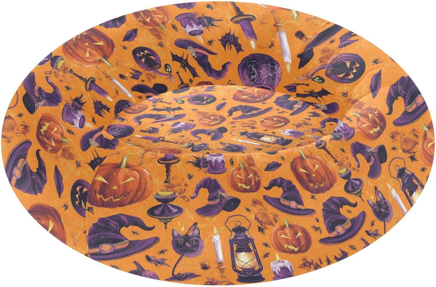 Pet Dog Bed Calming Anti Anxiety Fluffy Cat Pillow Bed for Small Size Pets Sleeping M Witchy Halloween Pumpkins