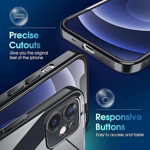 Miniatura 4 de Supdeal Funda transparente para iPhone 12 Mini, No amarilla Protección de cámara Prueba de caída de grado militar, transparente, a prueba de golpes,