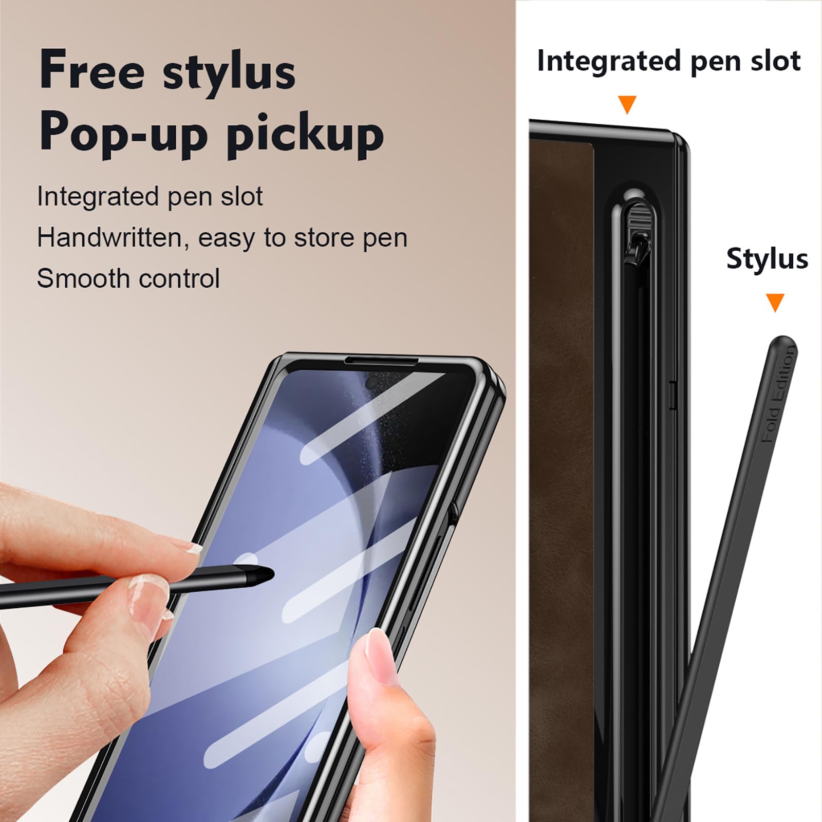 Etui z podstawką do Samsunga Galaxy Z Fold 6, ochrona zawiasów metalowego obiektywu, wysokiej jakości skórzane etui na telefon komórkowy w stylu vintage z uchwytem na długopis S, czarne