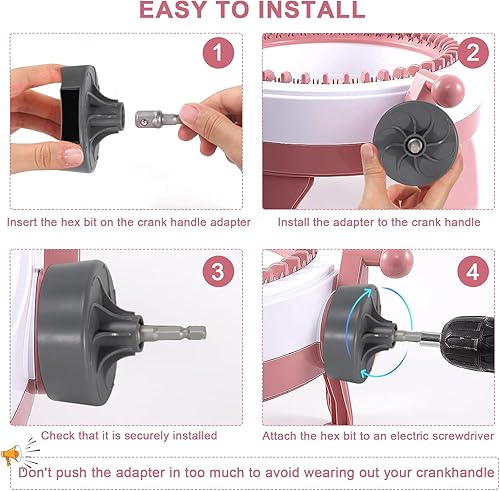 Miniatura 4 de Adaptador de máquina de tejer, adaptador de máquina de ganchillo reemplazable de punto rápido con destornillador eléctrico de punta hexagonal,