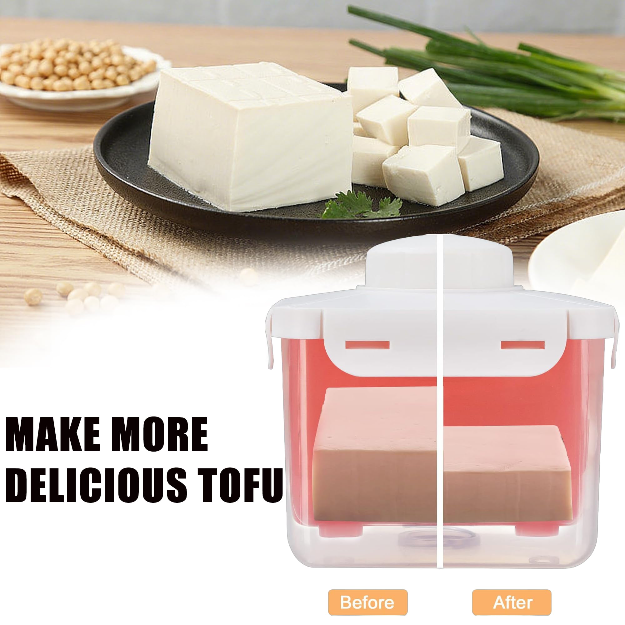 Pressa Tofu, Scolapressa Tofu Fatta In Casa, Pressa Tofu Originale, Può Essere Lavata In Lavastoviglie Per Migliorare La Qualità Del Piatto, Adatta a Tutti i Tipi Di e Formaggio (Rosso)