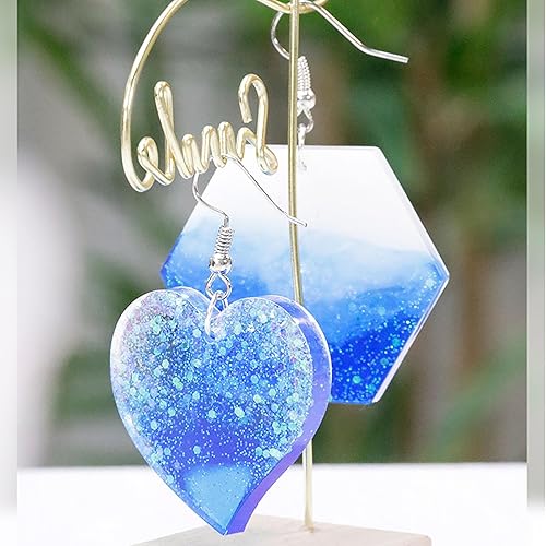 Miniatura 2 de Juego de 6 aretes de resina, moldes de silicona, moldes de resina epoxi redonda con forma hexagonal para mujeres, aretes, collar, adorno, llavero,