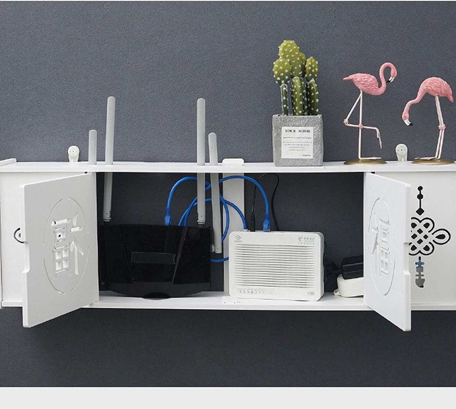 Supports de Stockage de routeur WiFi étagère Murale pour routeur sans Fil salon pour support de routeur, Lecteur DVD, consoles de Jeux, boîtier TV