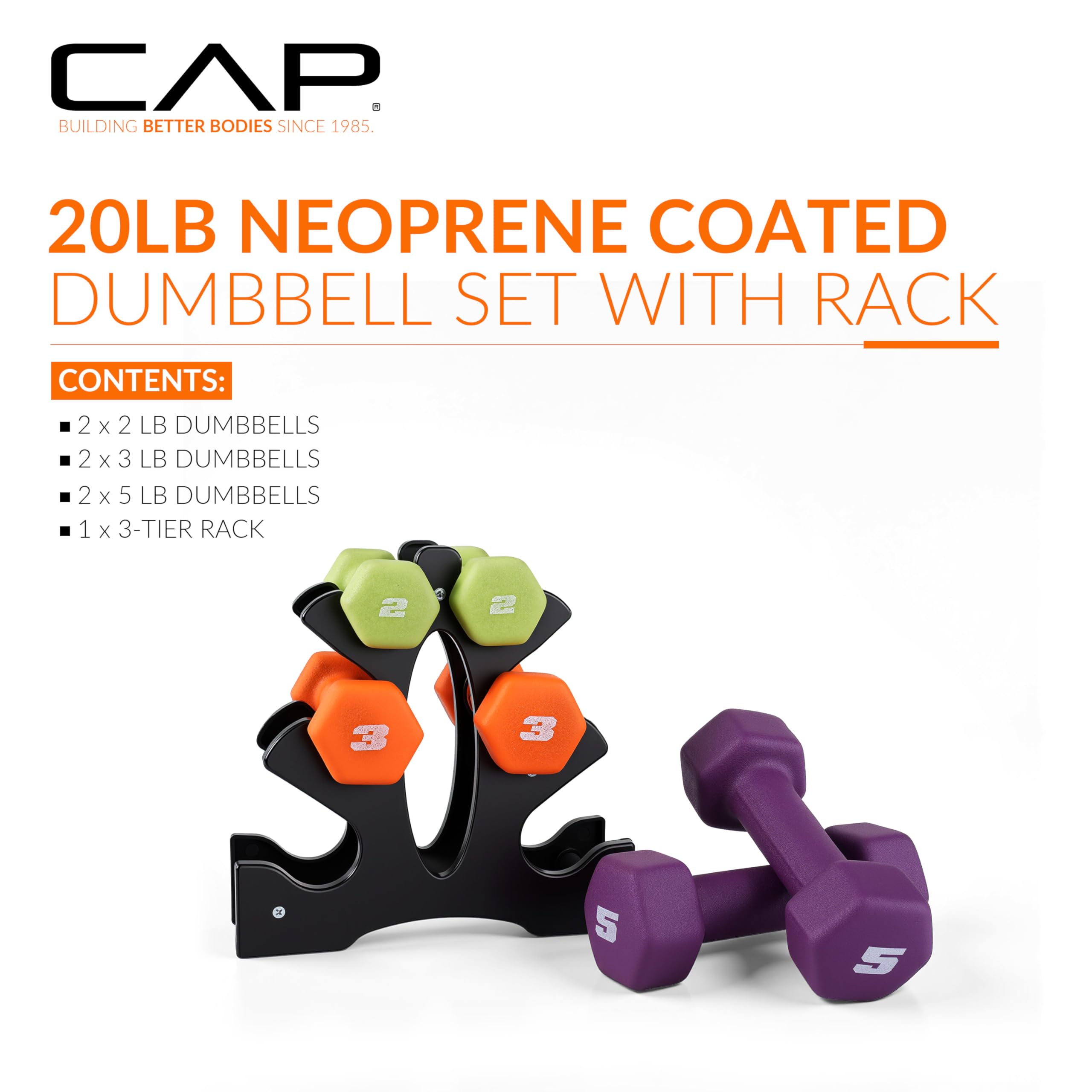 CAP Barbell Neoprene Dumbbell Weights Pairs & Sets | Multiple Colors