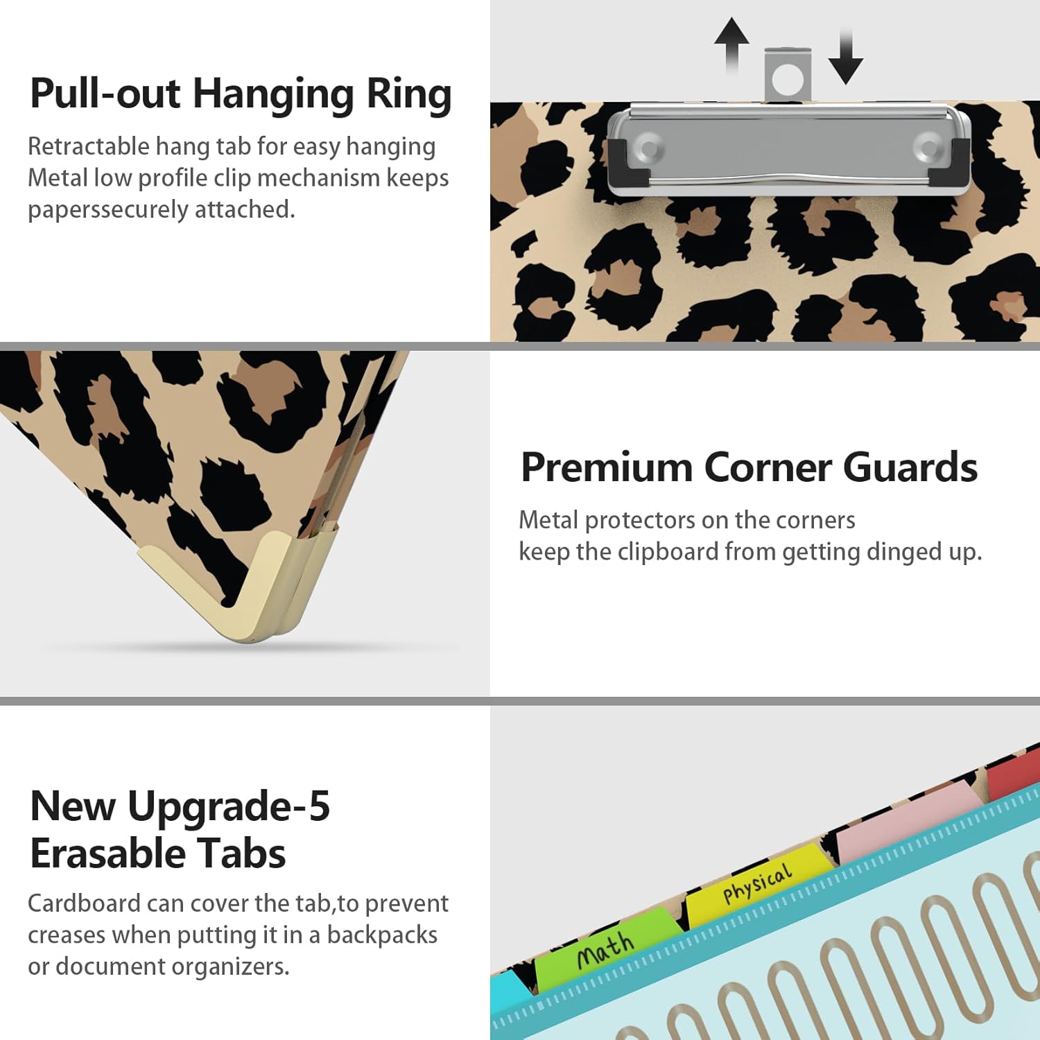 Clipboard Folio with Storage Clipboards Padfolio Notebook for Letter Size (11" x 8.5"), Clipboards with 10 Pockets and 5 Folders Nursing Teacher School Essentials (Cheetah Spots) - Image 3